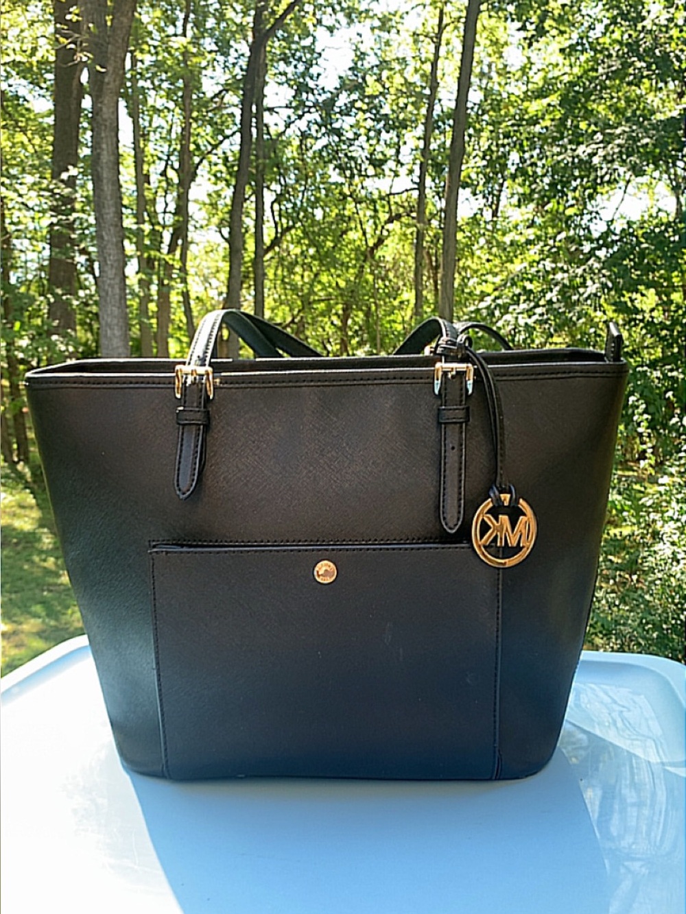 Michael Kors Jet Set Large Black Saffiano Leather Tote NWT